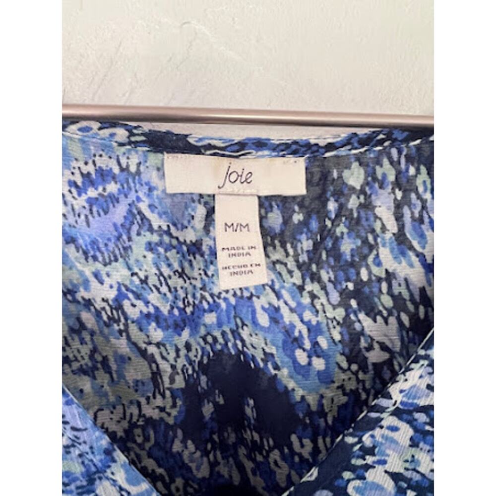 Joie Blue Paisley Chiffon High Low Midi Dress Balloon Sleeve Medium - Picture 6 of 9